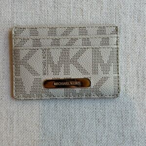Michael Kors Cream Logo Cardholder with Gold Accent
